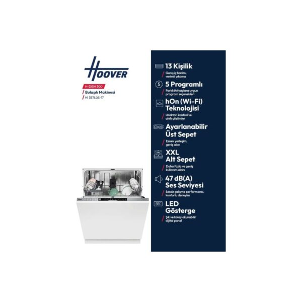 Hoover HI 3E7L0S-17 Tam Entegre Ankastre Bulaşık Makinesi 13Kişilik